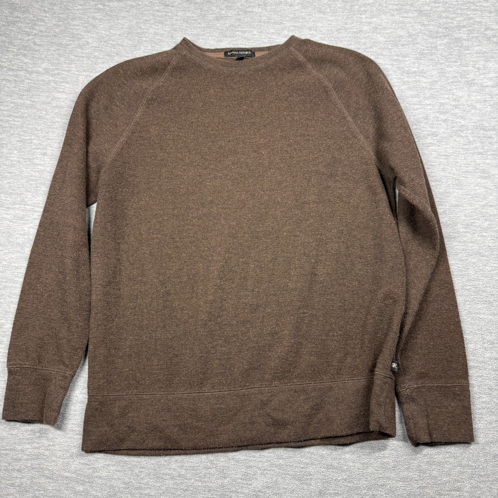 Banana Republic Sweater Mens M Brown Crew Neck Long Sleeve Raglan Knit Pullover